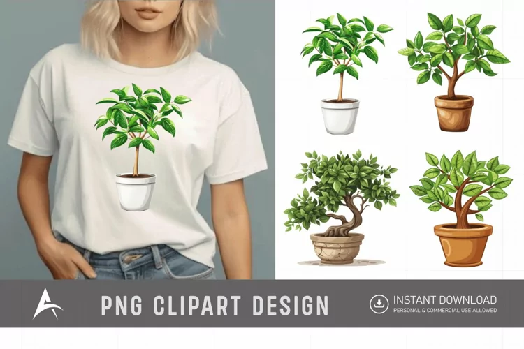 Watercolor Tree Pot Clipart