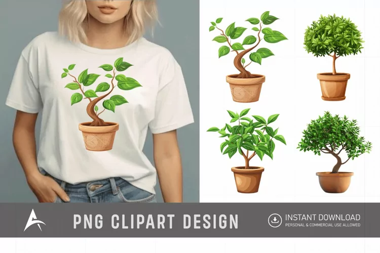 Watercolor Tree Pot Clipart