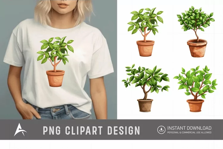 Watercolor Tree Pot Clipart