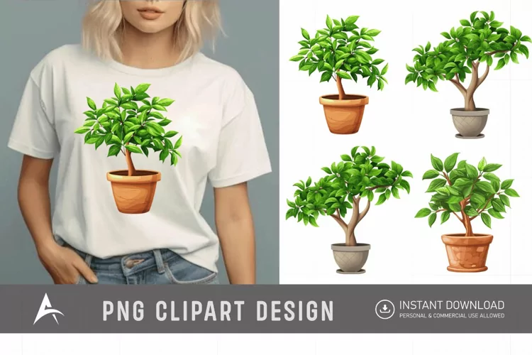 Watercolor Tree Pot Clipart