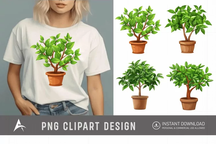Watercolor Tree Pot Clipart
