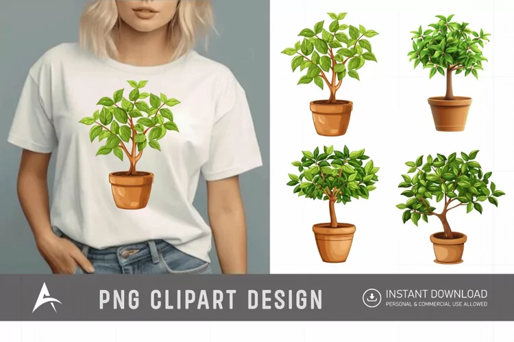 Watercolor Tree Pot Clipart