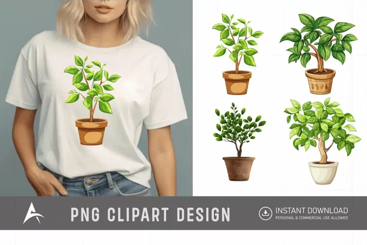Watercolor Tree Pot Clipart