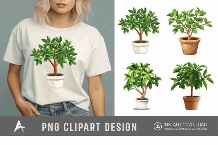 Watercolor Tree Pot Clipart