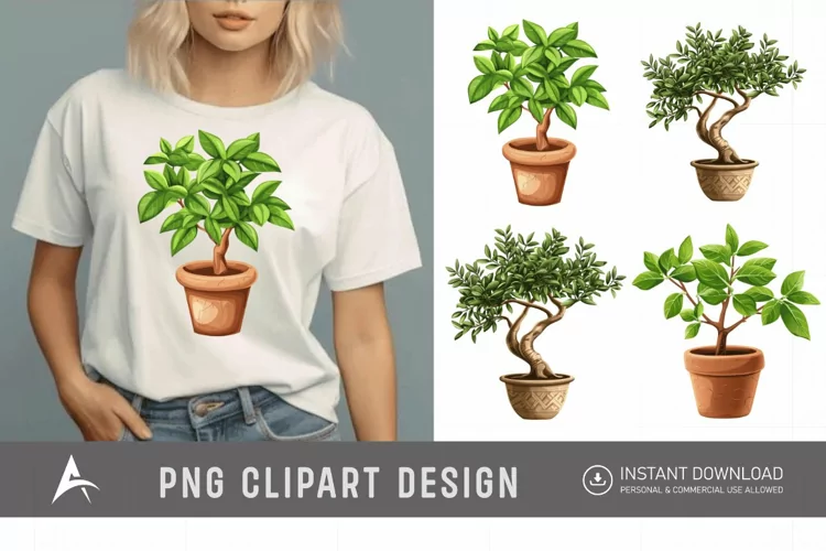 Watercolor Tree Pot Clipart