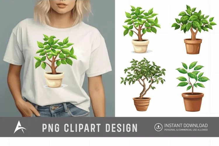 Watercolor Tree Pot Clipart