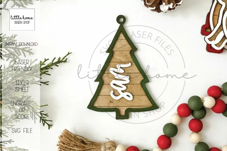 Christmas Tree Silhouette Laser Ornament