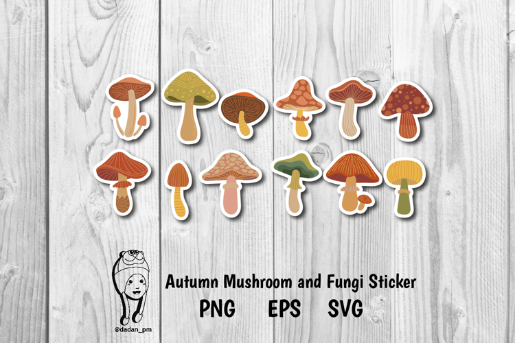 Autumn Mushroom and Fungi Sticker svg png eps