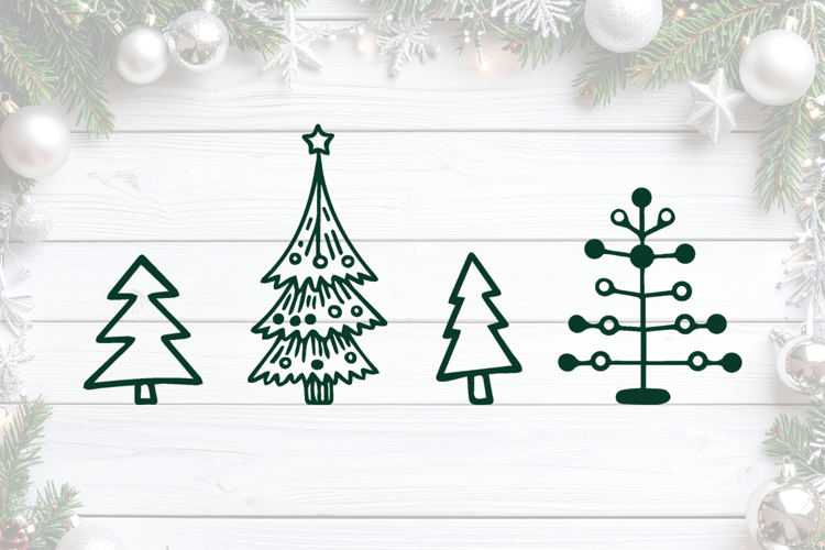Doodle Christmas Trees SVG