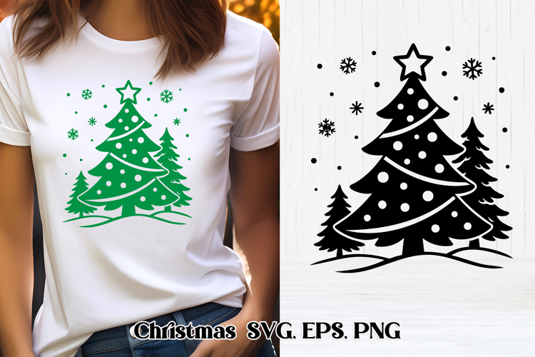 Christmas tree SVG design | Christmas tree silhouette SVG