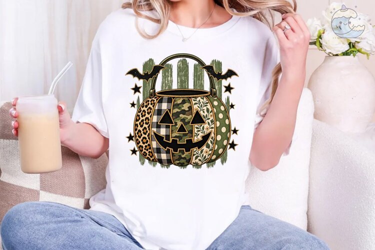 Halloween Pumpkin Bucket PNG Shirt example image 1