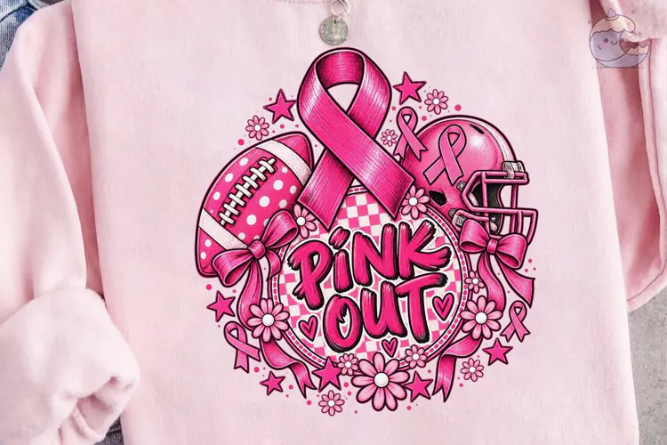 Pink Out Football Breast Cancer PNG Tee
