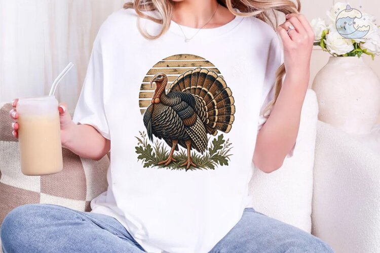 Vintage Turkey PNG Thanksgiving Shirt example image 1