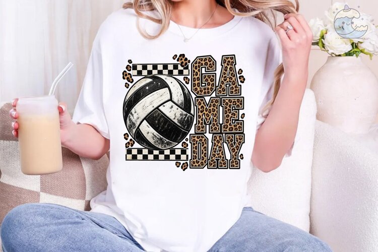 Volleyball Game Day PNG Sublimation Tee example image 1