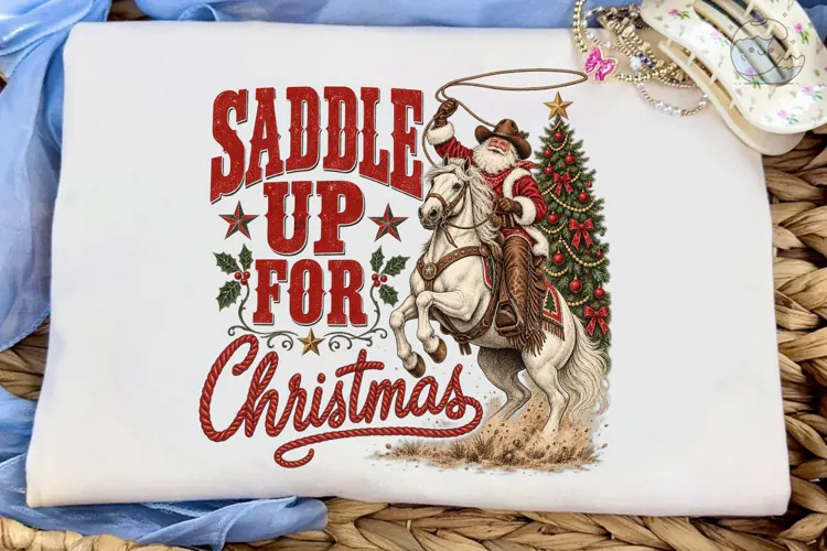Saddle Up For Christmas Cowboy PNG Tee