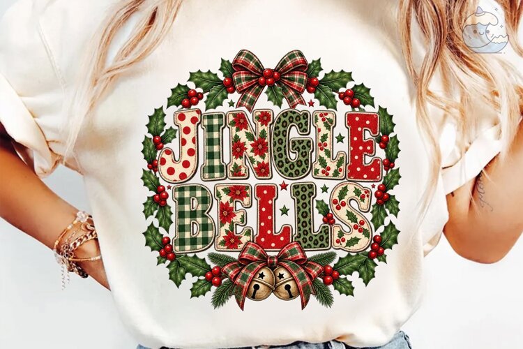 Jingle Bells Christmas Wreath PNG Shirt example image 1