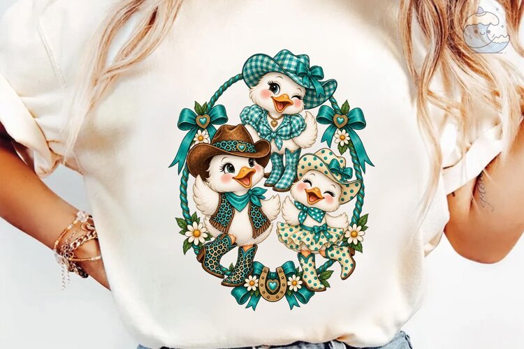 Cowboy Duck Western PNG Shirt Design example image 1