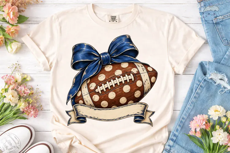Football Bow Polka Dot PNG Shirt Design