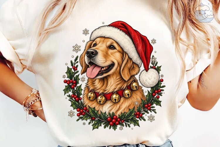Christmas Golden Retriever PNG Shirt example image 1