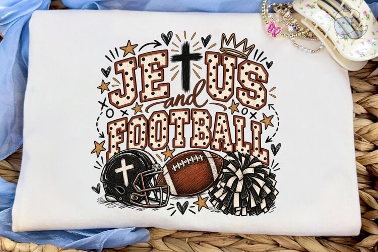 Jesus and Football PNG Sublimation Tee example image 1