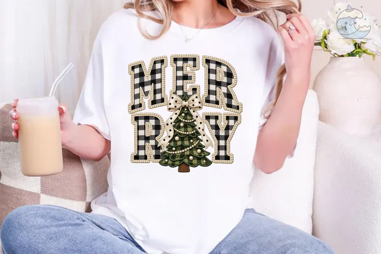 Merry Christmas Tree PNG Shirt Design