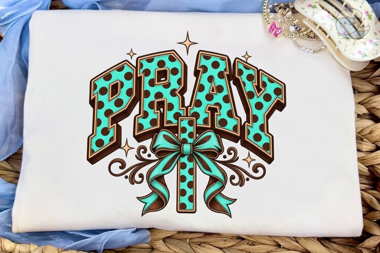 Pray Cross Bow Polka Dot PNG Shirt example image 1