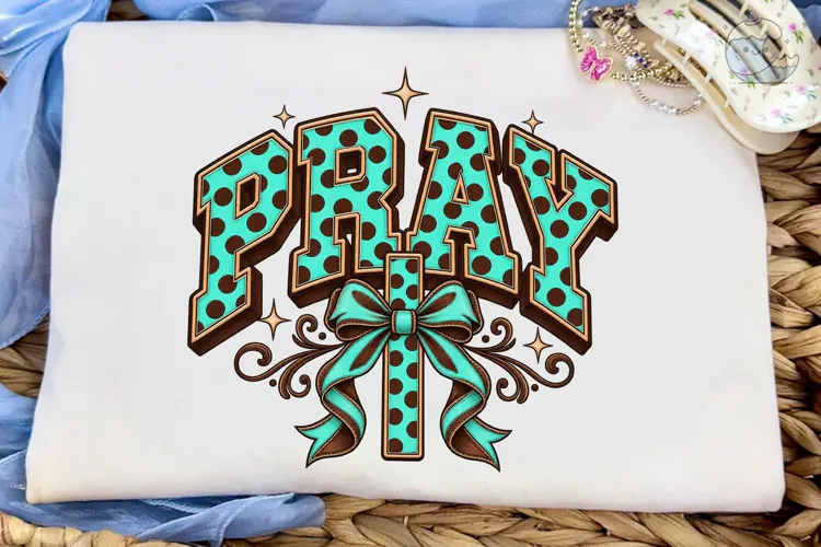 Pray Cross Bow Polka Dot PNG Shirt