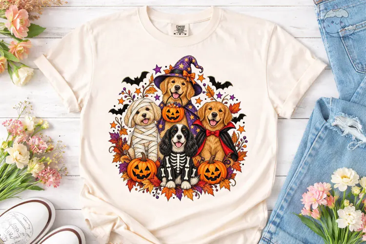 Halloween Dogs in Costumes PNG Shirt
