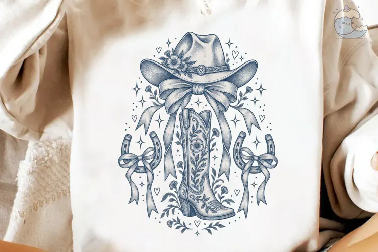 Cowboy Boot Hat Coquette PNG Shirt