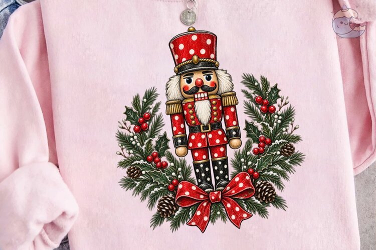 Christmas Nutcracker Wreath PNG Shirt PN example image 1