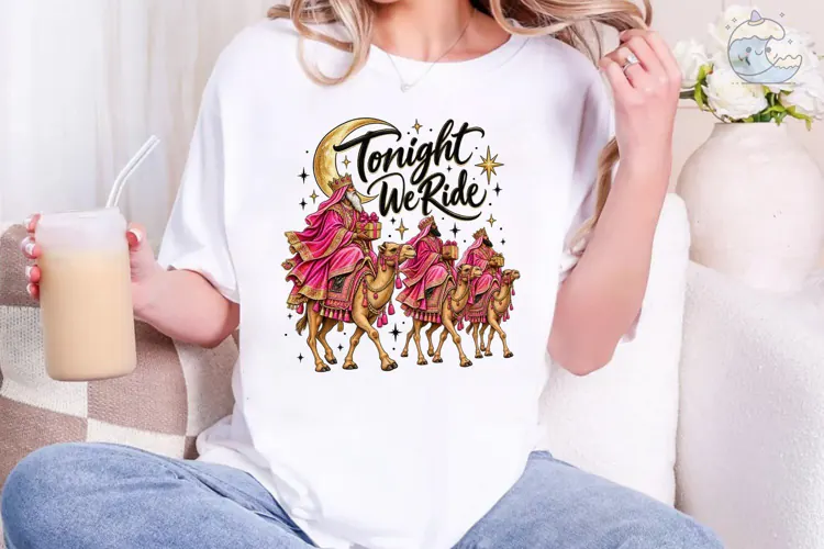 Three Wise Men Tonight We Ride PNG Tee