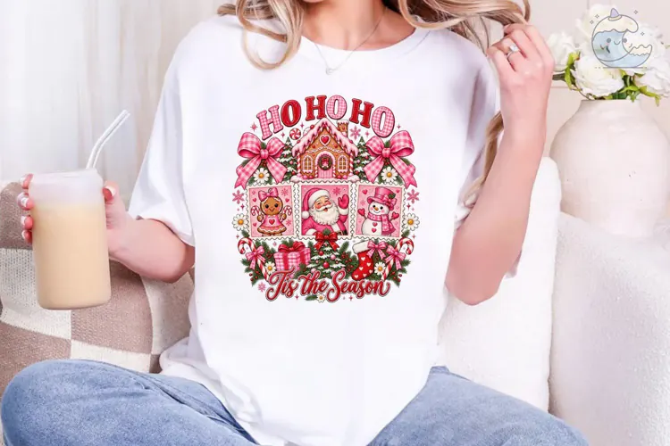 Ho Ho Ho Christmas Pink PNG Shirt