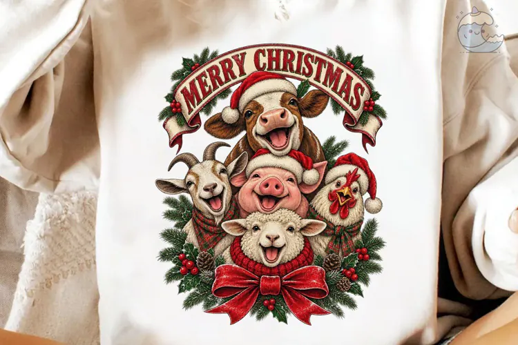 Merry Christmas Farm Animals PNG Shirt