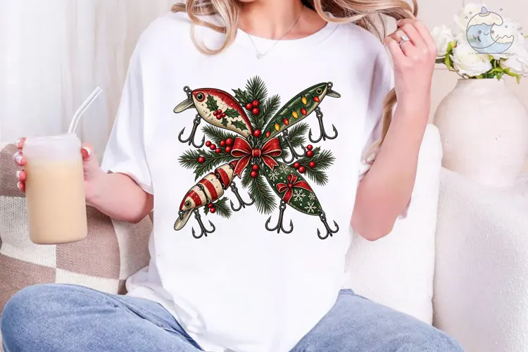 Christmas Fishing Lures PNG Shirt Design