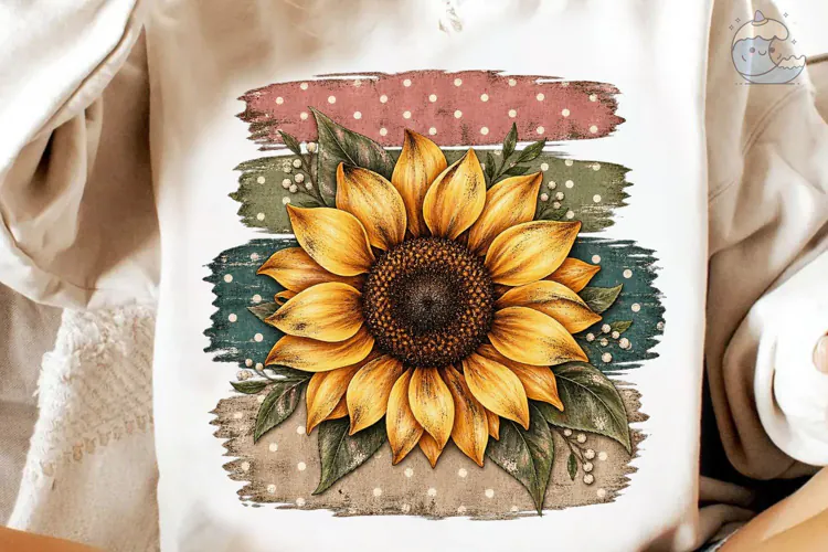 Sunflower Brush Strokes PNG Sublimation