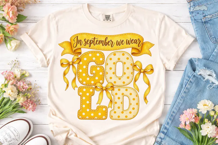 In September We Wear Gold PNG Tee