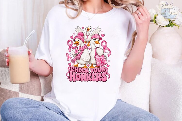 Check Your Honkers Breast Cancer PNG Tee example image 1