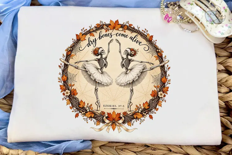 Dry Bones Ballerina Skeleton PNG Shirt