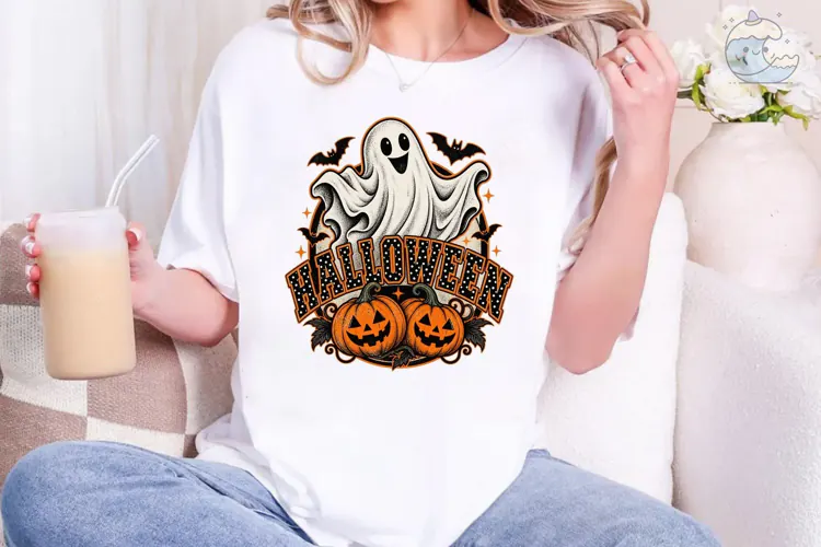 Halloween Ghost Pumpkin PNG Shirt Design