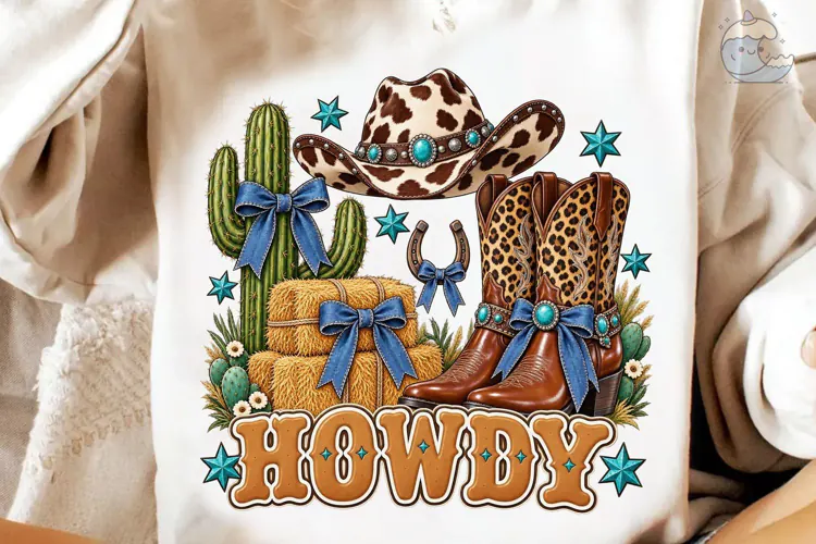 Howdy Western Cowboy Boots PNG Tee