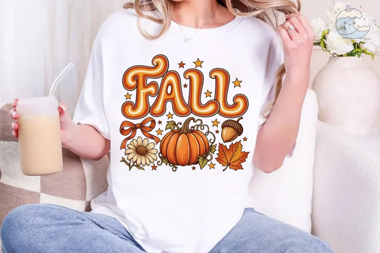 Retro Fall Pumpkin PNG Shirt Design