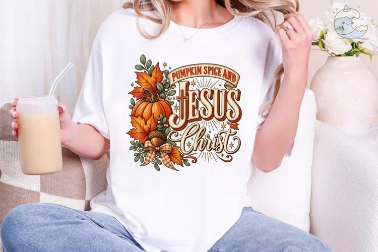 Pumpkin Spice Jesus Christ Fall PNG Tee example image 1