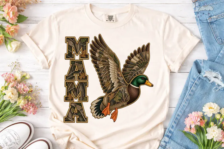 Mama Duck Hunting Camo PNG Shirt Design