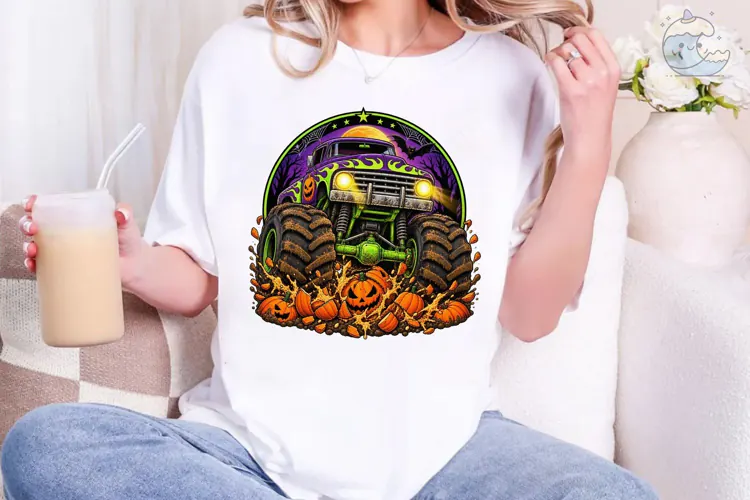Halloween Monster Truck PNG Shirt Design