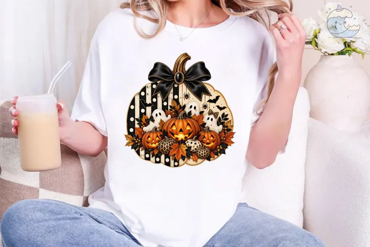 Halloween Pumpkin Ghost PNG Sublimation