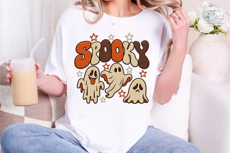 Spooky Ghost Halloween PNG Shirt Design