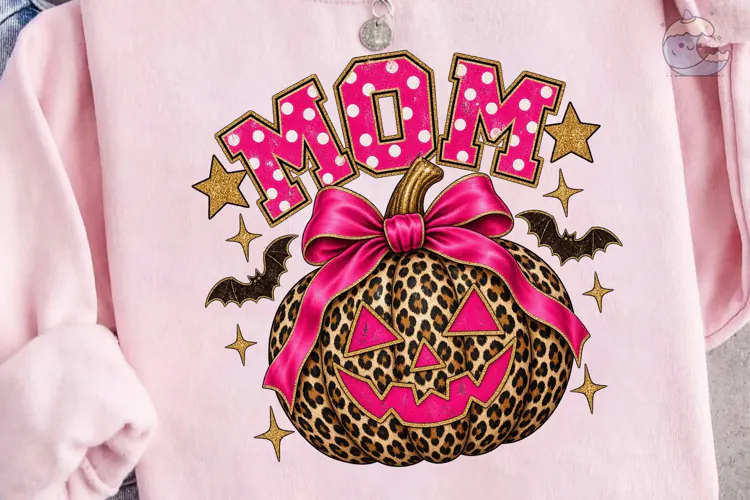 Mom Halloween Leopard Pumpkin PNG Tee