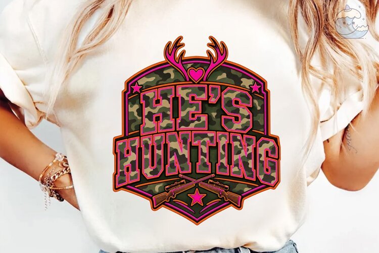 He's Hunting Camo PNG Sublimation Tee example image 1
