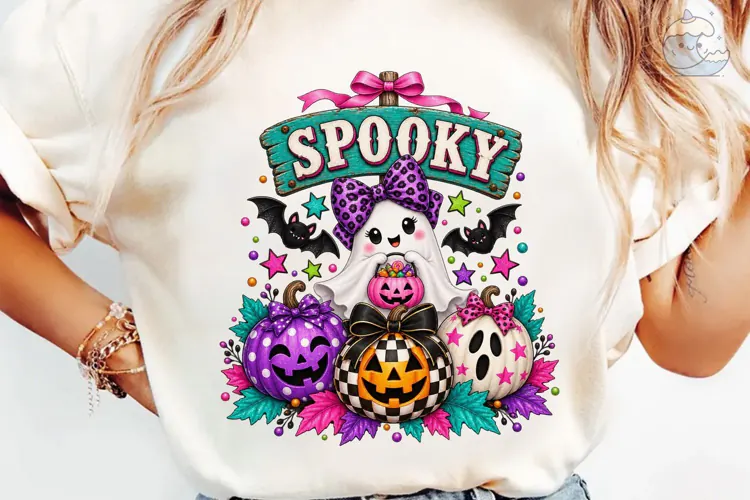 Spooky Ghost Halloween PNG Shirt Design