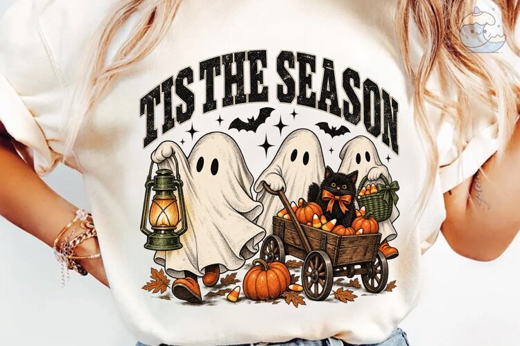 Tis The Season Halloween Ghost PNG Tee example image 1